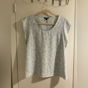Express light blue printed leaves blouse top Size Small